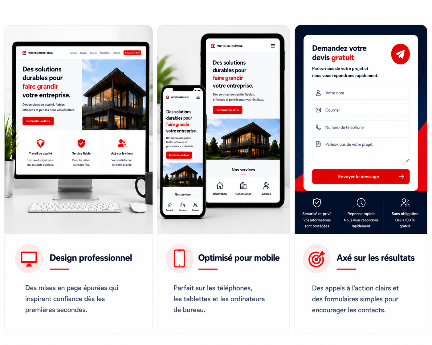 Aperçu d'un site web professionnel